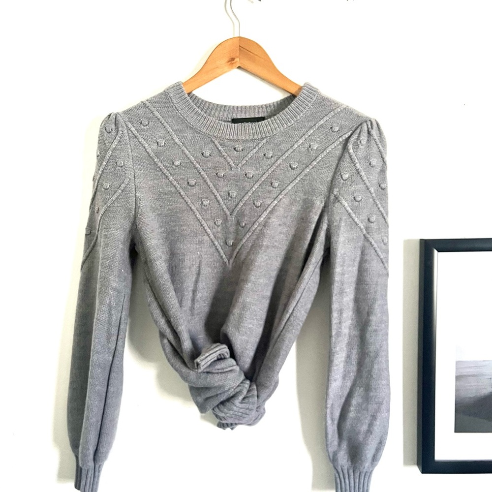 Liz Claiborne Light Gray Knit Crewneck Sweater